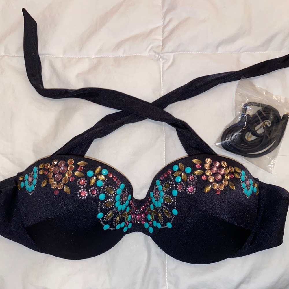 VS Strapless Tie Bedazzled Bikini Top
